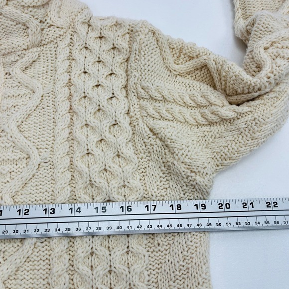 Aran Crafts Ivory Fisherman Sweater Full Zip Ireland *Fits Size Small* - Picture 7 of 12